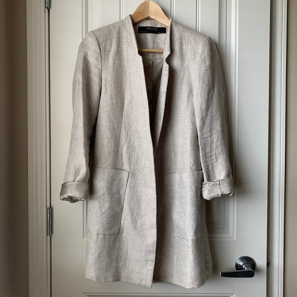Zara Jackets & Blazers - Zara Textured Linen Open Blazer Coat Sz S